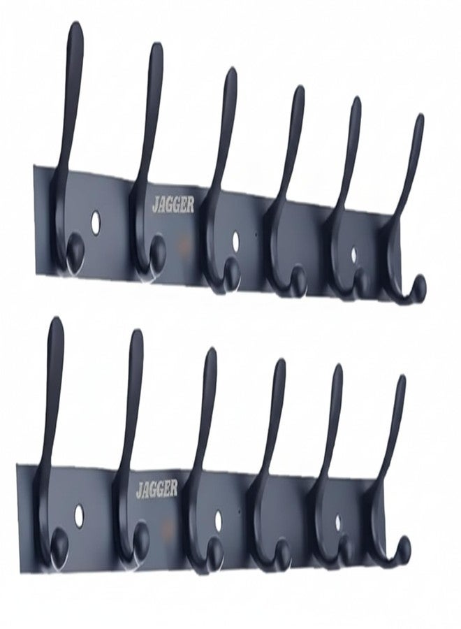 JAGGER خطافات جدارية من الفولاذ المقاوم للصدأ من JAGGER JAG334 لتعليق الملابس/المناشف/خطافات الأبواب/قضيب الخطاف/خطافات الحمام [عبوة من قطعتين] (أسود، خطاف 6 دبابيس) - Image 1